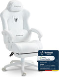 Chaise Gaming Ergonomique avec Coussin Lombaire Massant Réglable – Chaises de Gamer, Dowinx, Dossier Inclinable 160°, Blanc