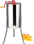 VEVOR Extracteur de Miel Manuel 2/4 Cadres Centrifugeuse Séparateur Miel en Acier INOX avec Couvercle – Profond: 48 x 23 cm et moyen: 48 x 16 cm