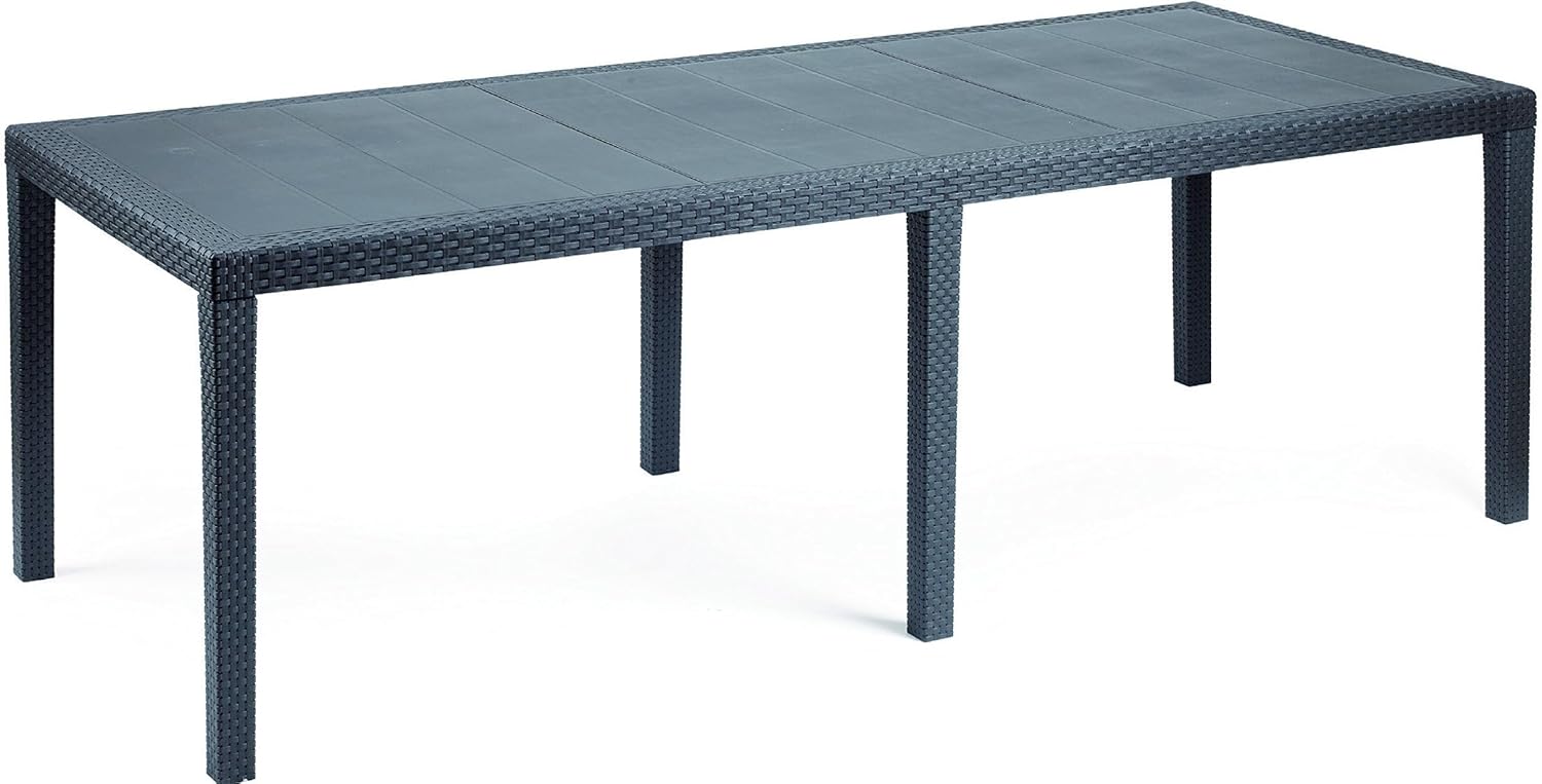 Table d'extérieur Roma – Tables à manger, Dmora, 150/220x90h72 cm, 100% Made in Italy, Table de jardin extensible effet rotin