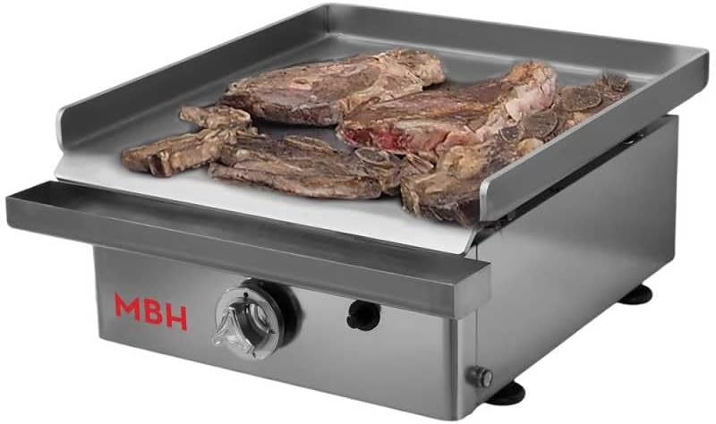 MBH - Plancha à gaz professionnelle 400x400 mm pour la restauration. Plaque à snacker en acier – Tables de cuisson, Gris
