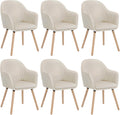 WOLTU Lot de 6 Chaises de Salle à Manger – avec Accoudoirs, Pieds en Bois Massif, Crème Blanc., Fauteuil en Velours