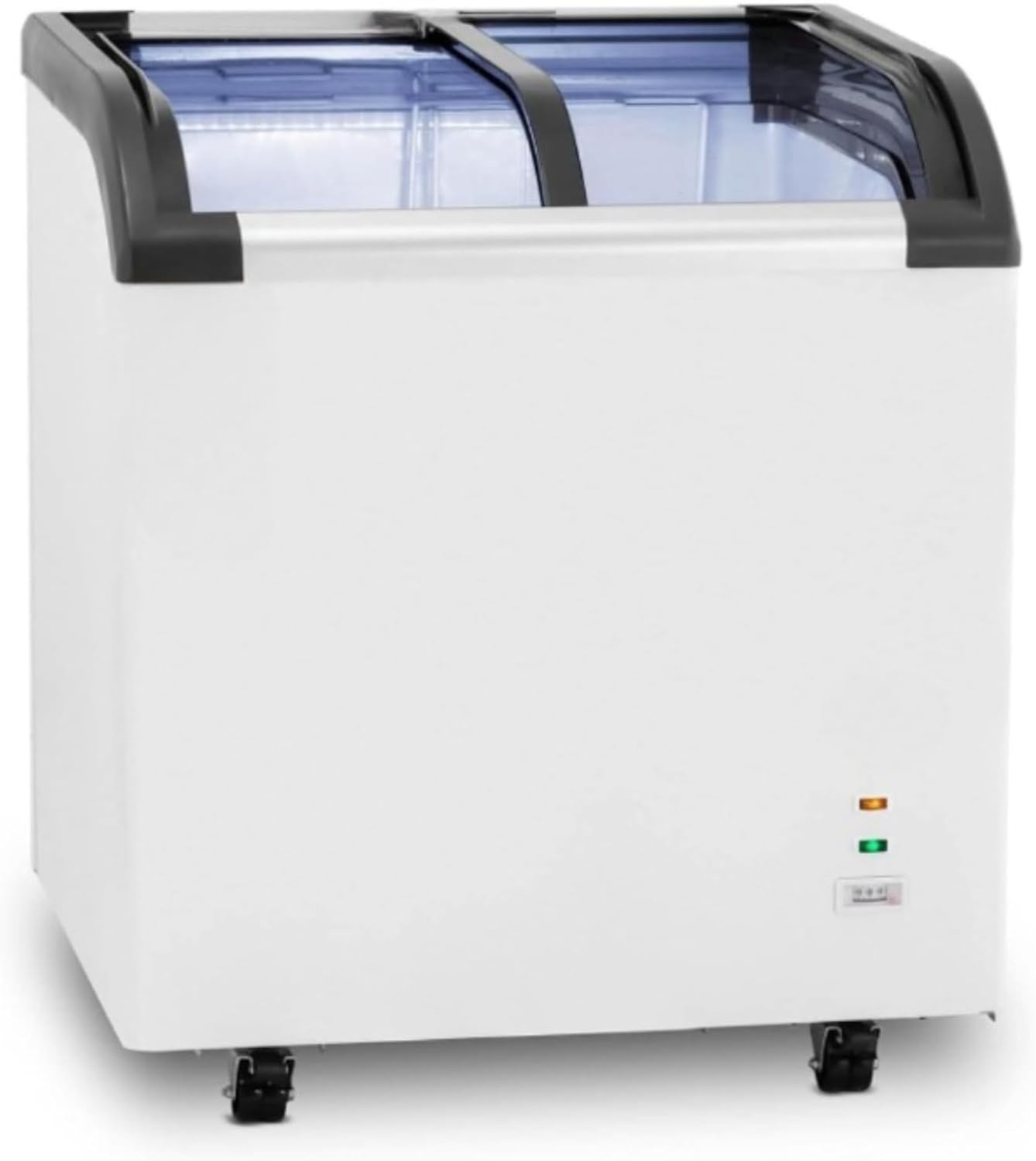 Congélateur Coffre Vitré 445L Blanc – Serrure intégrée + 5 paniers inclus pour une organisation.-, Blanc/Noir