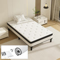 Ensemble Matelas et Sommier 90x190cm – TEENO, Matelas à Ressorts ensachés et Robuste Cadre de lit en Fer avec 6 Pieds, épaisseur 18cm