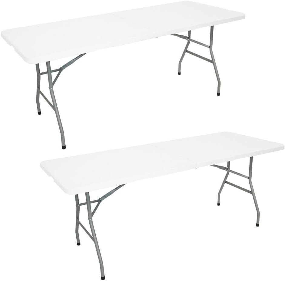 Oxeo Lot de 2 Tables Pliantes Jardin - 180cm - Portable avec Poignée - Table Camping Pique Nique 8
