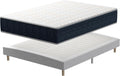 TEENO Mémoire Ensemble Composè – Matelas en Mousse 140x190x32 cm+Sommier tapissier volige, 9 Pieds Inclus, Blanc/Noir