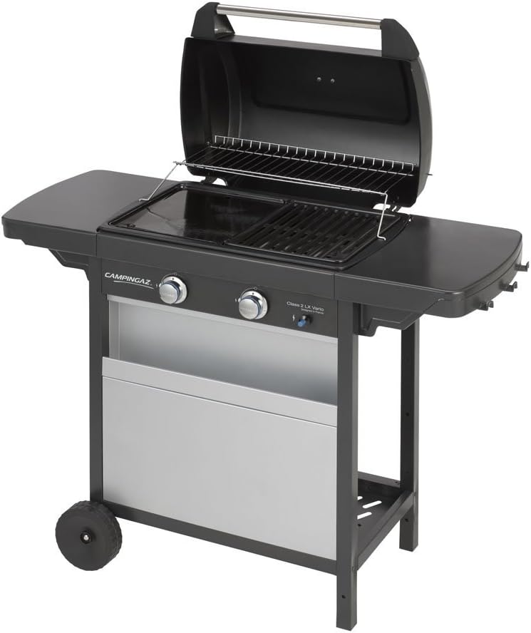 Barbecues au gaz naturel – CAMPINGAZ, Barbecue à Gaz Class 2 LX Vario, 2 Brûleurs, Puissance 7.5kW, 2 Tablettes Latérales, Gris/Noir