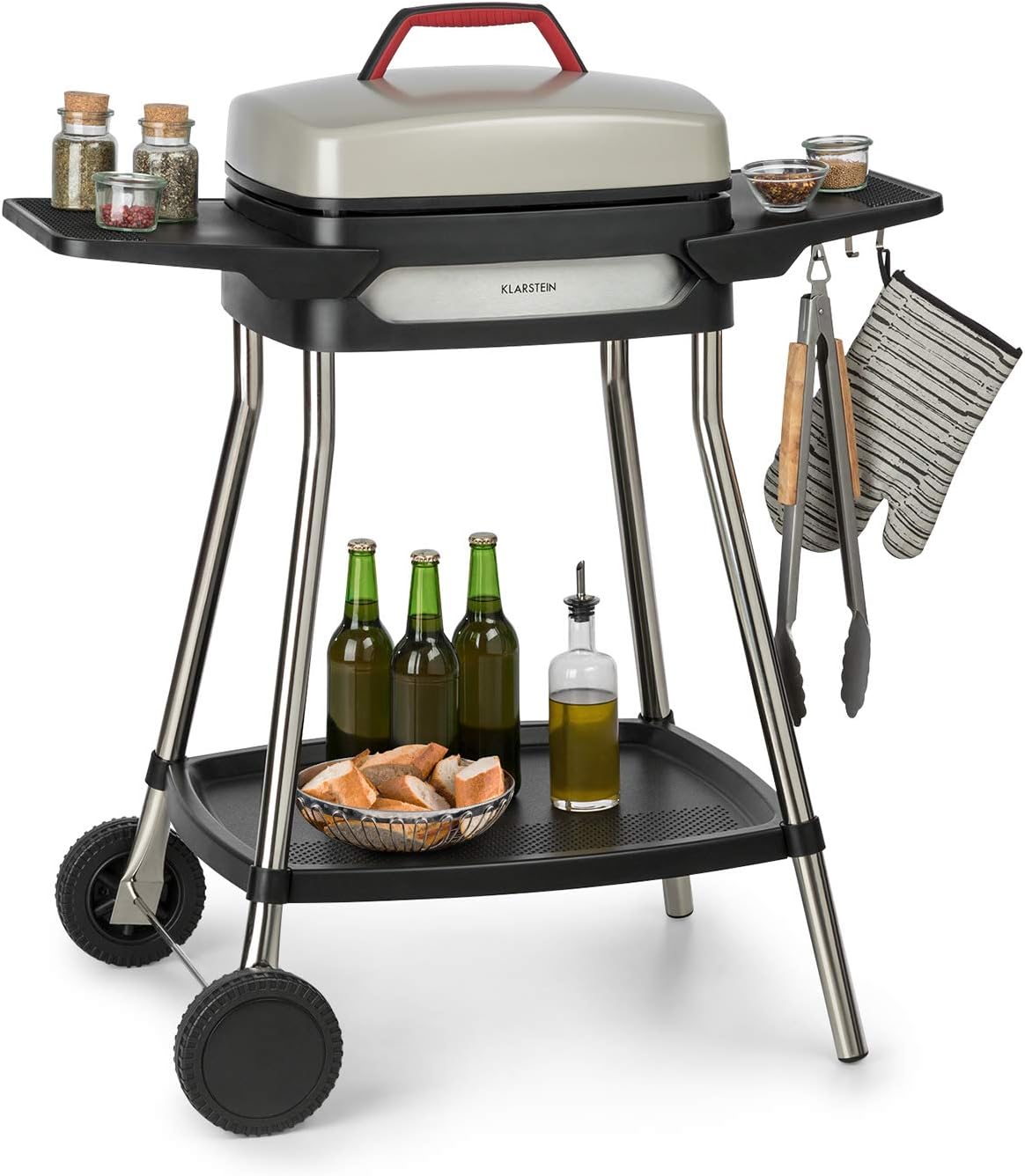 surface de gril: 40 x 36 cm/aluminium moulé sous pression/antiadhésif/couvercle – KLARSTEIN, beige/noir, EasyGrill Concept
