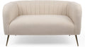 Canapé 2 Places BOMBARO Tissu Bouclette Beige & Pieds métal doré – Canapés et divans, Menzzo, Canapé Design Moderne Compact