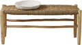 Banc marocain doum tressage Central Bois Naturel 100 x 35 x 35 cm – Home Maison, Beige
