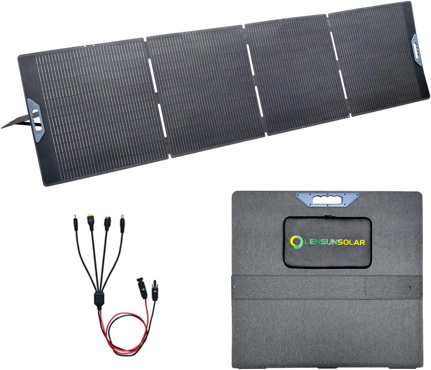 LENSUNSOLAR Panneau solaire pliable haute puissance 400 W – batteries 24 V, 25 % monocristallin A+, IP67, camping-car
