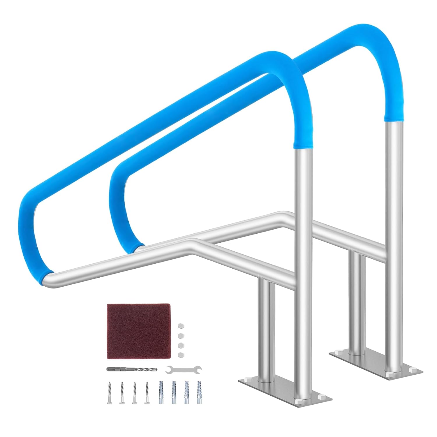 1395x810 mm – Rampe Piscine – Rampes de piscine, VEVOR, Main Courante Piscine Acier Inoxydable avec Plaque de Base, Accessoires