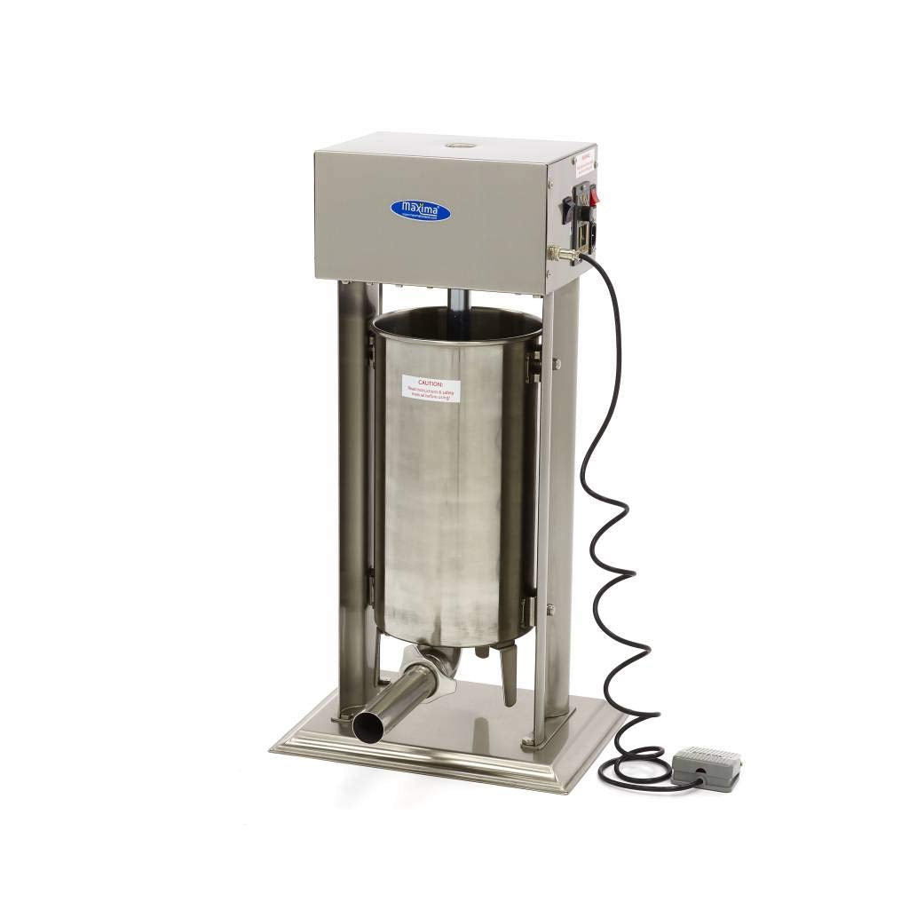 Maxima Gastro Remplisseur de saucisses – 15 l, Avec 4 tubes de remplissage, Automatique, Vertical, Argent