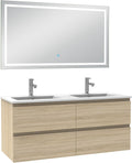 AICA Ensemble Meuble Salle de Bain 120cm Chêne Wotan Double Vasque et Miroir Lumineux 3 – Ensembles de meubles, AICA sanitaire