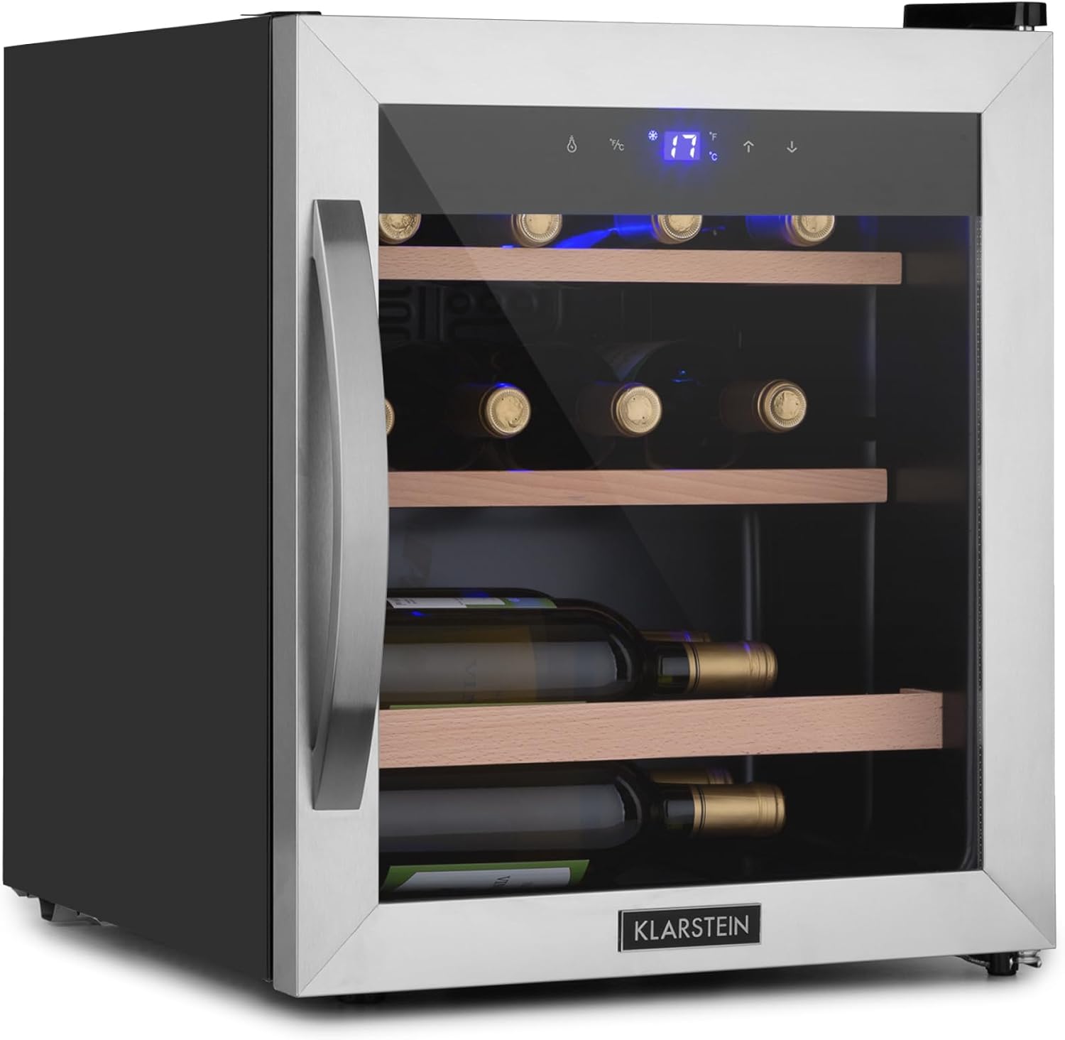 Rafraîchisseurs pour bouteille de vin – KLARSTEIN, Cave a Vin, 4-18°C, 12 Bouteilles, Réfrigérateur à Vin avec Porte en Verre, Zone, Prosecco