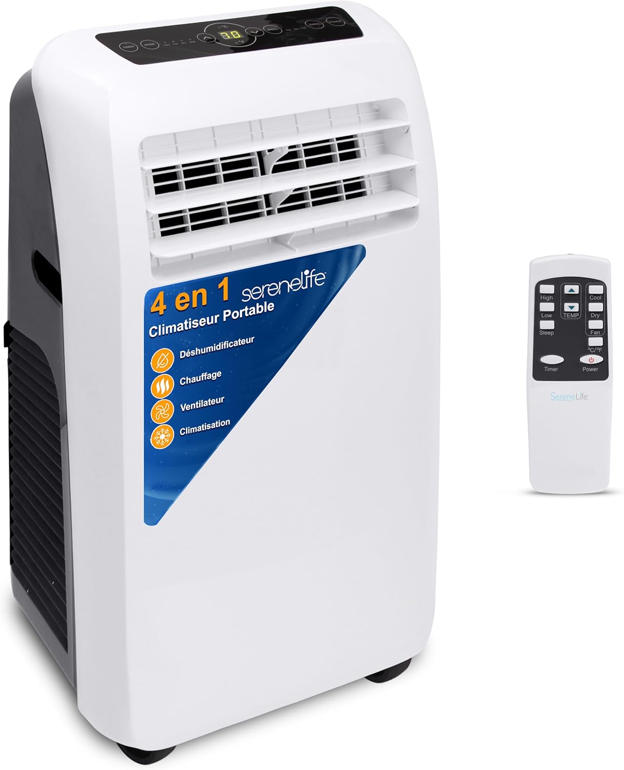 Télécommande – Climatiseur Mobile 9000 BTU avec Chauffage – Climatiseurs portables, SereneLife, jusqu'à 41 m2, Blanc