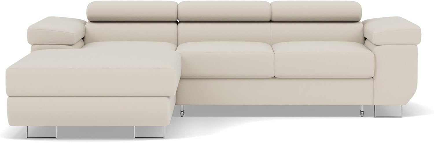 Bestmobilier Canapé d'angle Convertible avec Coffre - Angle Gauche - Pablo en Velours - Canapé Lit - Sofa