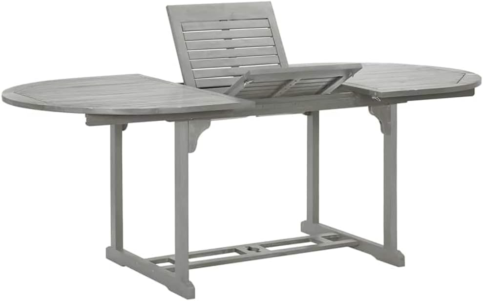 vidaXL Table de Jardin Table de Salle à Manger Dîner Patio Terrasse Extérieur Cuisine Extensible Gris – table peut être rallongée de 150 à 200 cm
