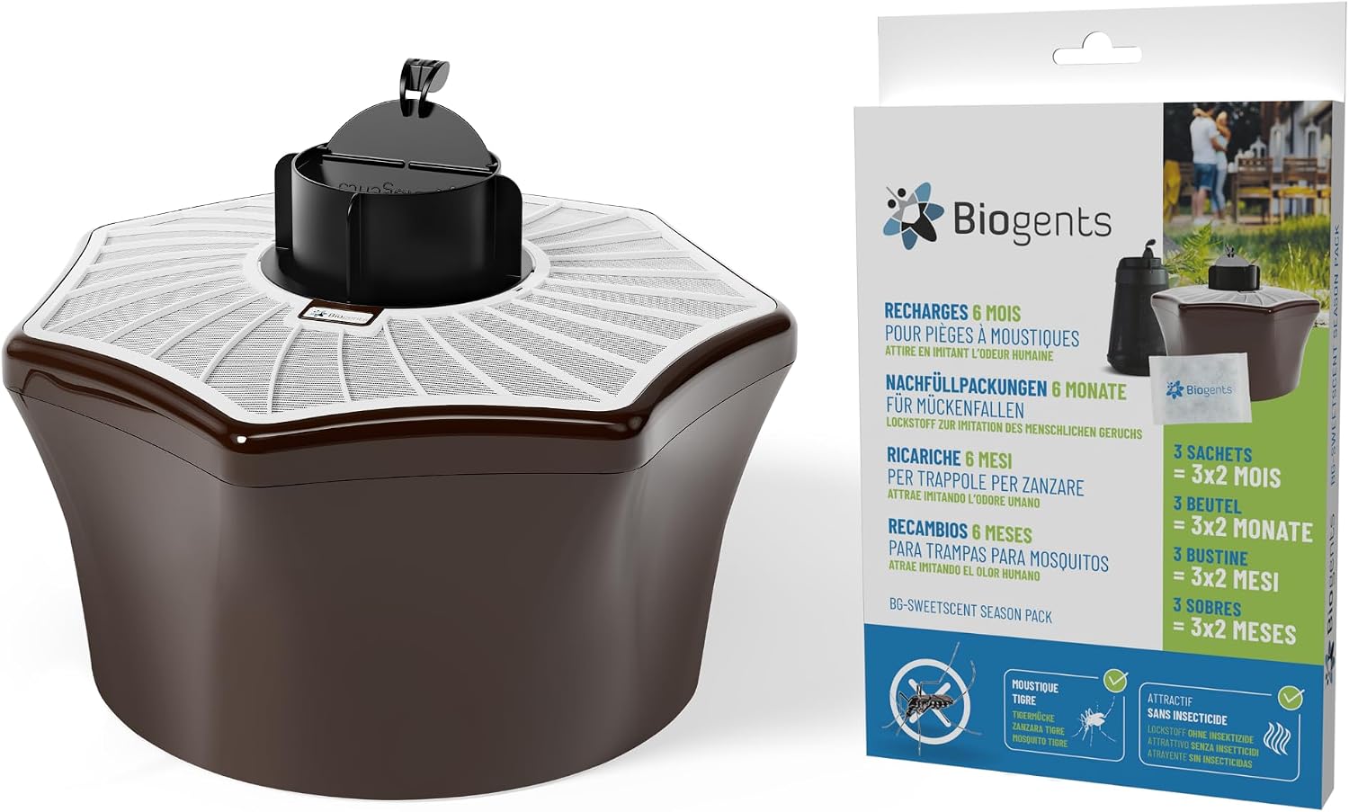Biogents Piège Extérieur Anti-Moustiques Tigres + Recharge De 6 Mois - Season Pack – Marron/Blanc