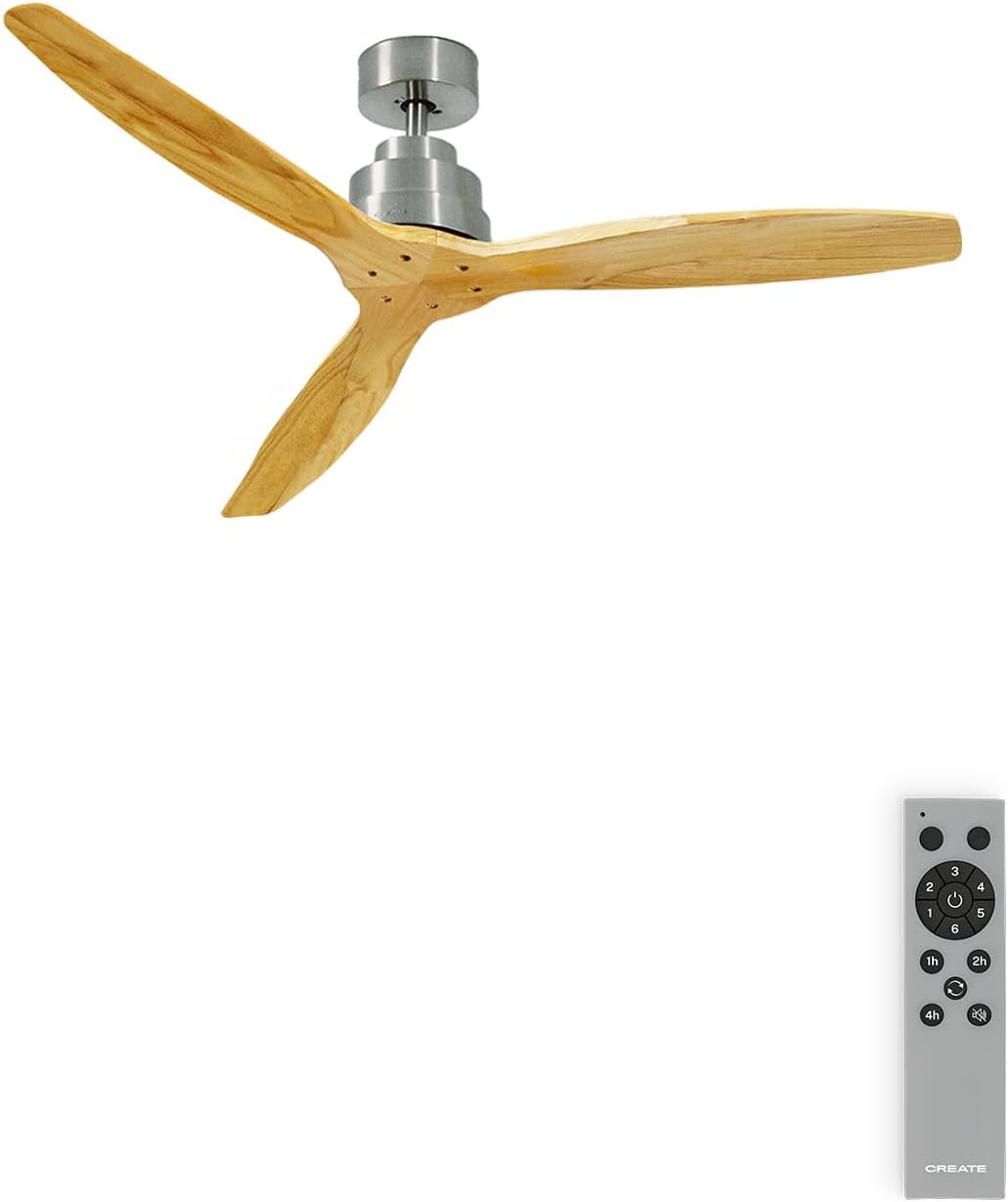 / WINDSTYLANCE NATURAL WOOD/Ventilateur de plafond avec télécommande – CREATE, Ø132 cm, 6 vitesses, silencieux