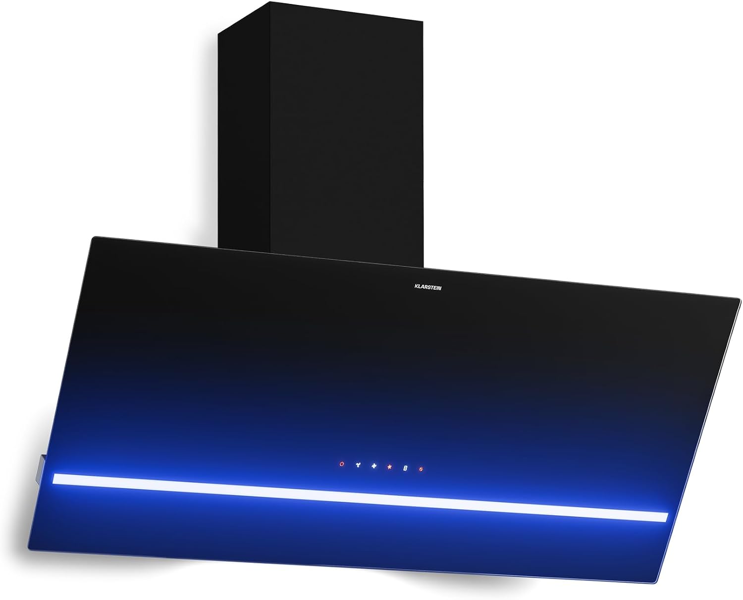 Hottes aspirantes – KLARSTEIN, Illuminosa Hotte Aspirante 90 cm - Hotte Décorative Inclinée, Hotte Cuisine, 3 Vitesses & Boost, 818 m3/h, LED