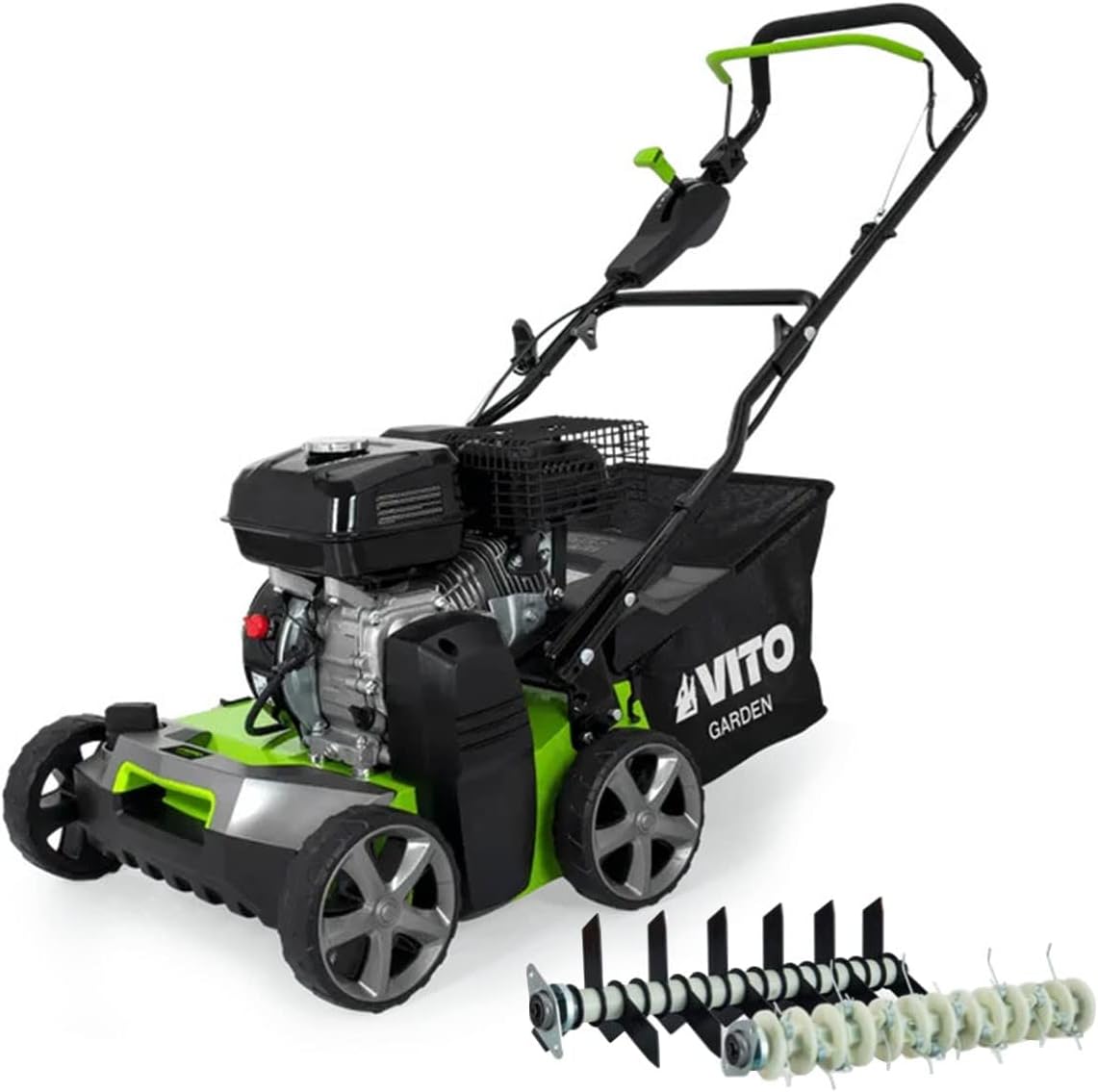 VITO Scarificateur Thermique Essence 5 – 4 CV, Réglable, Scarificateur & Démousseur Pelouse 2000 m2, Largeur 40cm