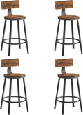 avec Dossier – Tabouret Bar Industriel, VASAGLE, 5 cm de Haut, Marron Rustique et Noir LBC276B01, Lot de 4, Siège de 62