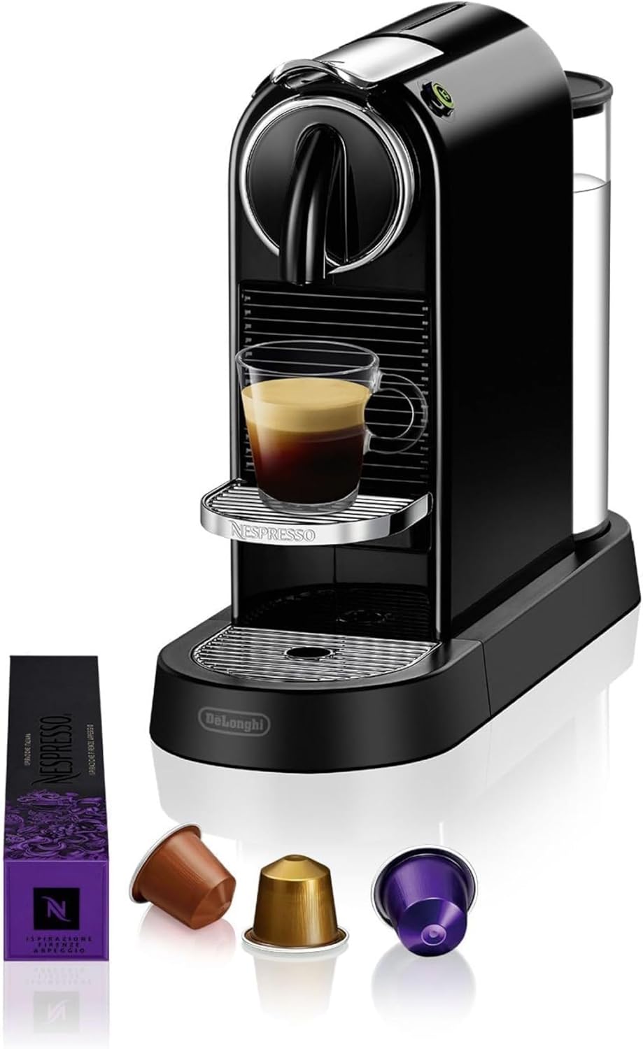 19 Bars + Kit de Bienvenue – De'Longhi Machine à Café Citiz Noir – Cafetières à capsules, Nespresso, N167.B, Design Moderne