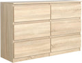 MebLocker Commode 6 Tiroirs Chêne Sonoma 120 cm - Design Minimaliste - 120 x 39 x 78 – 5 cm - Meuble de Rangement Spacieux pour Chambre, Chêne Clair