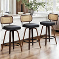 SoarFlash Lot de 3 tabourets de Bar pivotants – Repose-Pieds métallique. Tabouret Moderne pour îlot de Cuisine et Salle à Manger, Noir, Assise PU