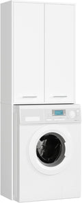 Meubles sur pied – AKORD, Meuble Buanderie Machine à Laver Fin 180, Meuble pour Lave Linge avec 4 Étagères 2 Portes de Rangement