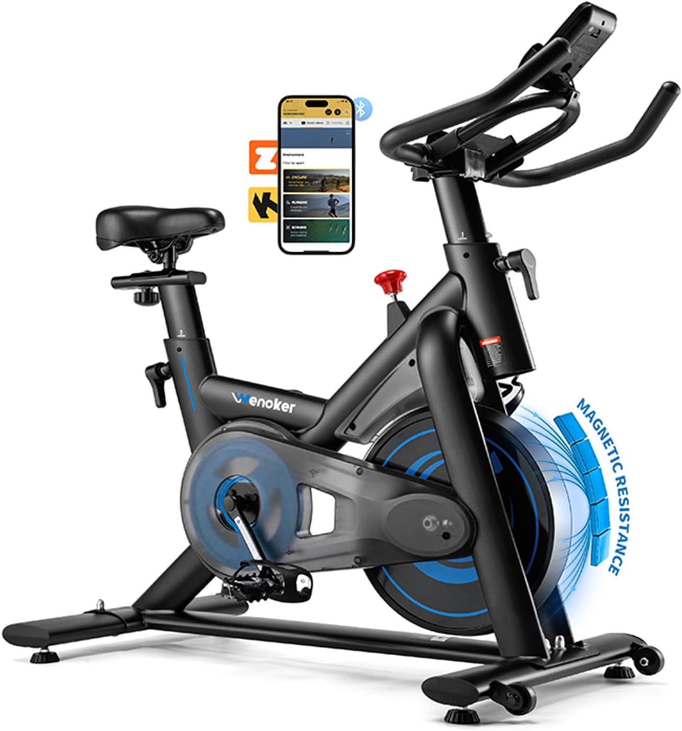 Wenoker Vélo d'appartement avec application – Jusqu'à 160 kg, Vélo de spinning pour entraînements cardio à domicile