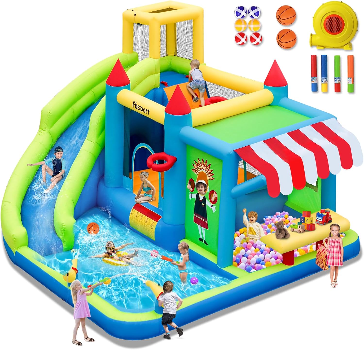 Châteaux gonflables – FBSPORT, château Gonflable Enfant avec souffleur Aire de Jeux Gonflable Adulte Grand château Gonflable