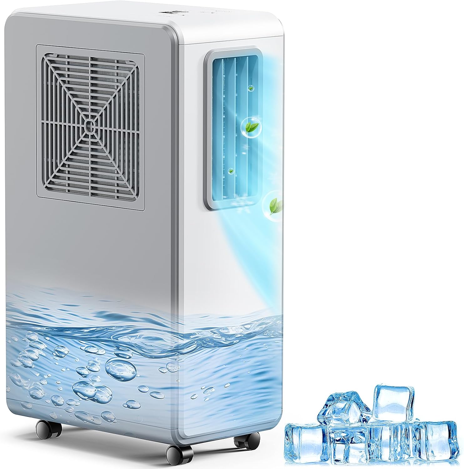 Climatiseurs portables – MaidellAir, Climatiseur Mobile, pour Maison, 3 Vitesses, 4 en 1 climatiseur, Minuterie 24h, Blanc pur, Ventilateur