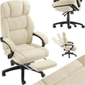 Chaises – tectake, Chaise de Bureau Ergonomique avec Repose-Pieds, Fauteuil de Bureau Rembourrage épais et Revêtement en Velours, Beige