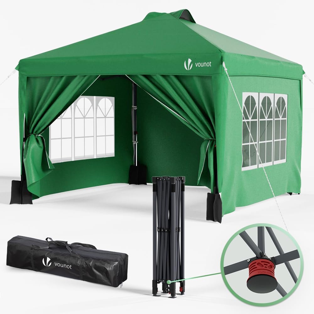 vounot Tonnelle de Jardin 3x3m Pop up Tente Pliable avec Parois Imperméable Anti UV Respirable