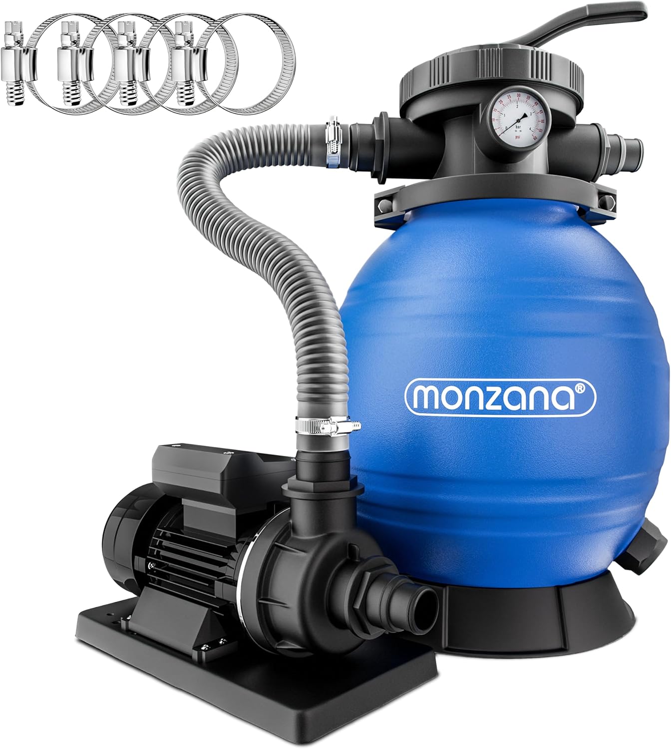 Monzana Pompe filtre à sable 10 – réservoir de 25 L, Bleu/Noir, Pompes