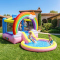 Chateau Gonflable avec Piscine a Balle – Châteaux gonflables, Bonnlo, Aire de Jeux Gonflable Ventilateur Inclus, Thème Arc-en-Ciel