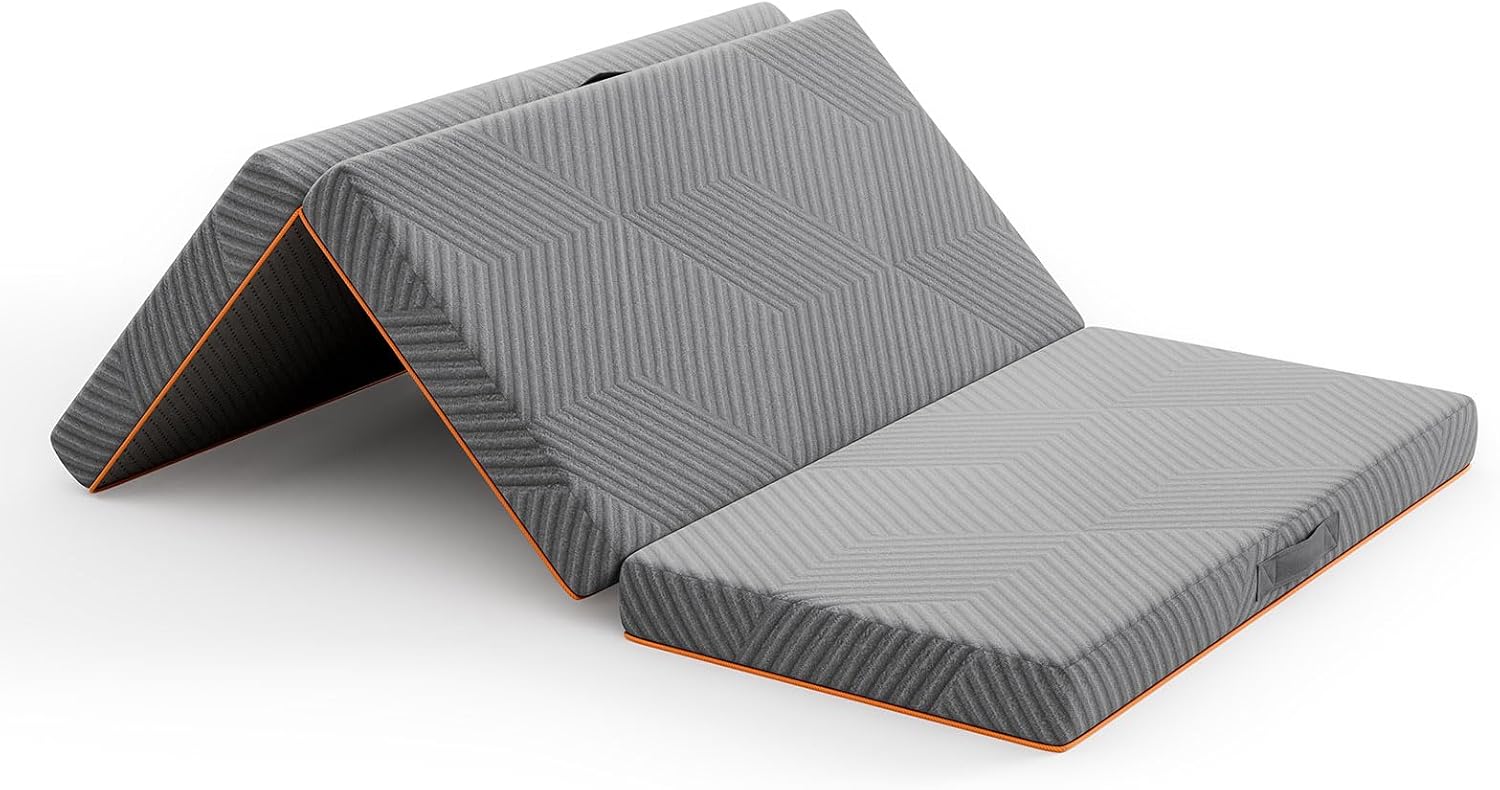 Vesgantti Matelas d'invité Pliable en 3 Parties en Mousse Gel pour Voyage – Camping, Sol, lit d'invité, Housse Lavable