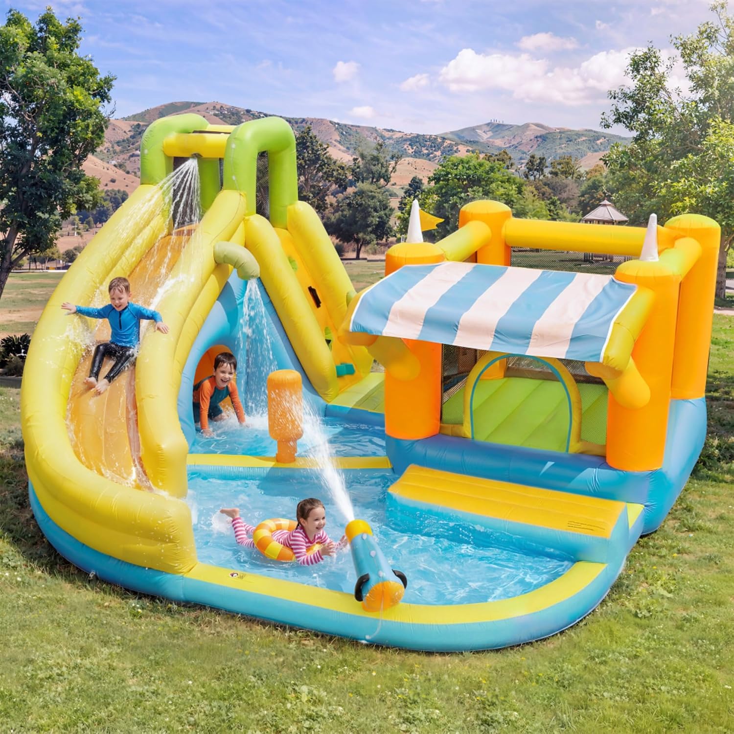 Parc Aquatique Gonflable pour Enfants 7-en-1 - Château Gonflable avec Toboggan – Châteaux gonflables, bytnghy, Piscine