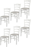 t m c s Tommychairs - Set 6 chaises Cuore pour Cuisine – 120 kg avec un poids uniformément réparti sur le siège, Bar et Salle à Manger, Blanc/Gris