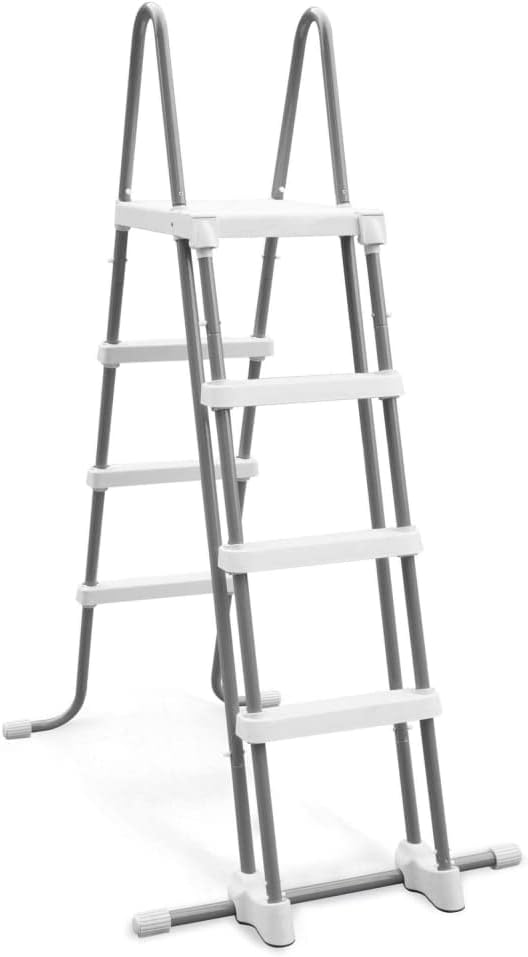 Intex 28076 Échelle avec marches détachables – 121 cm, Gris, piscine, Gris/Blanc