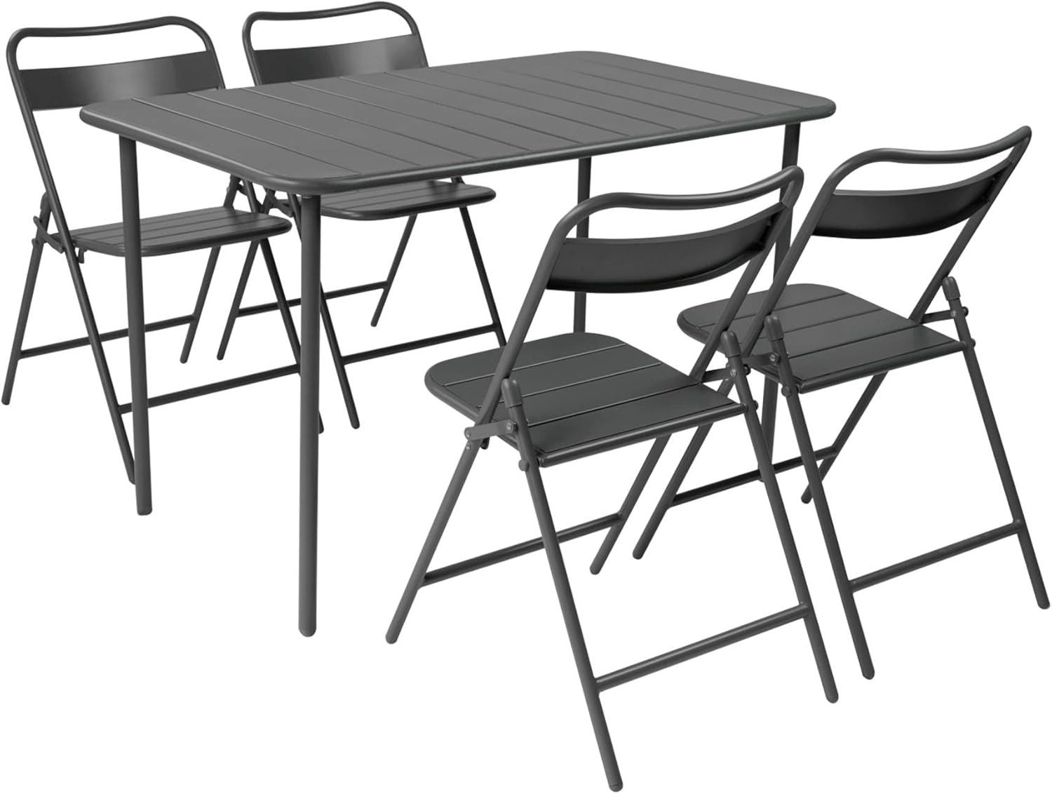 sweeek - Table de Jardin métal + 4 assises Anthracite. Amelia L 120 x 70 x 72.5cm – Ensemble salle à manger, Alice's Garden