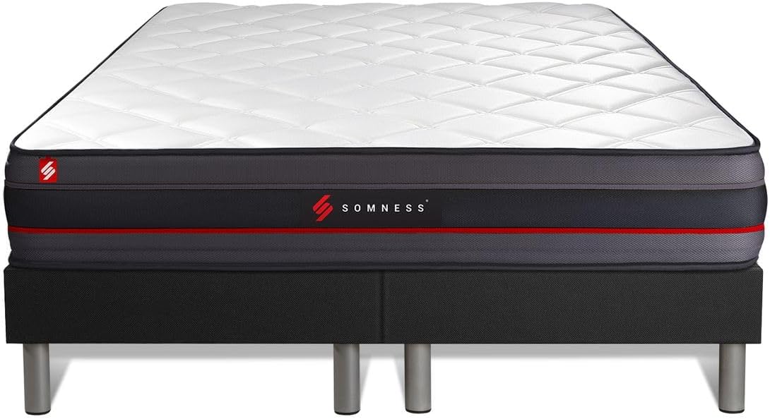 Epaisseur: 24 cm – Ensemble Double sommier + Matelas Regen à mémoire de Forme 200x200, Somness, Confort: Ferme