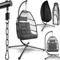 tectake Fauteuil Oeuf Suspendu Chaise hamac Balancoire Cocooning Confortable Pliable Résistant – Noir/Gris