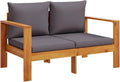 Canapé de jardin avec coussins 2 places bois massif d acacia – Canapés, vidaXL, Gris/Marron