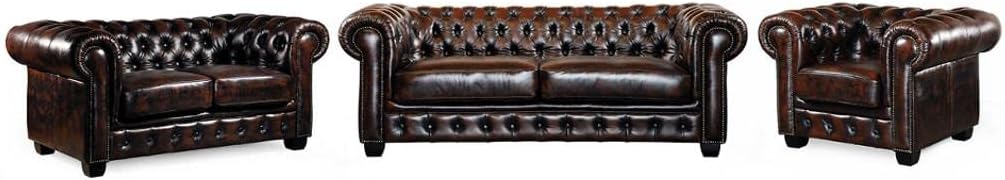 Vente- - Canapés Chesterfield 3 Places 2 Places et Un Fauteuil Brenton 100% Cuir de Buffle – Canapés et divans, Vente