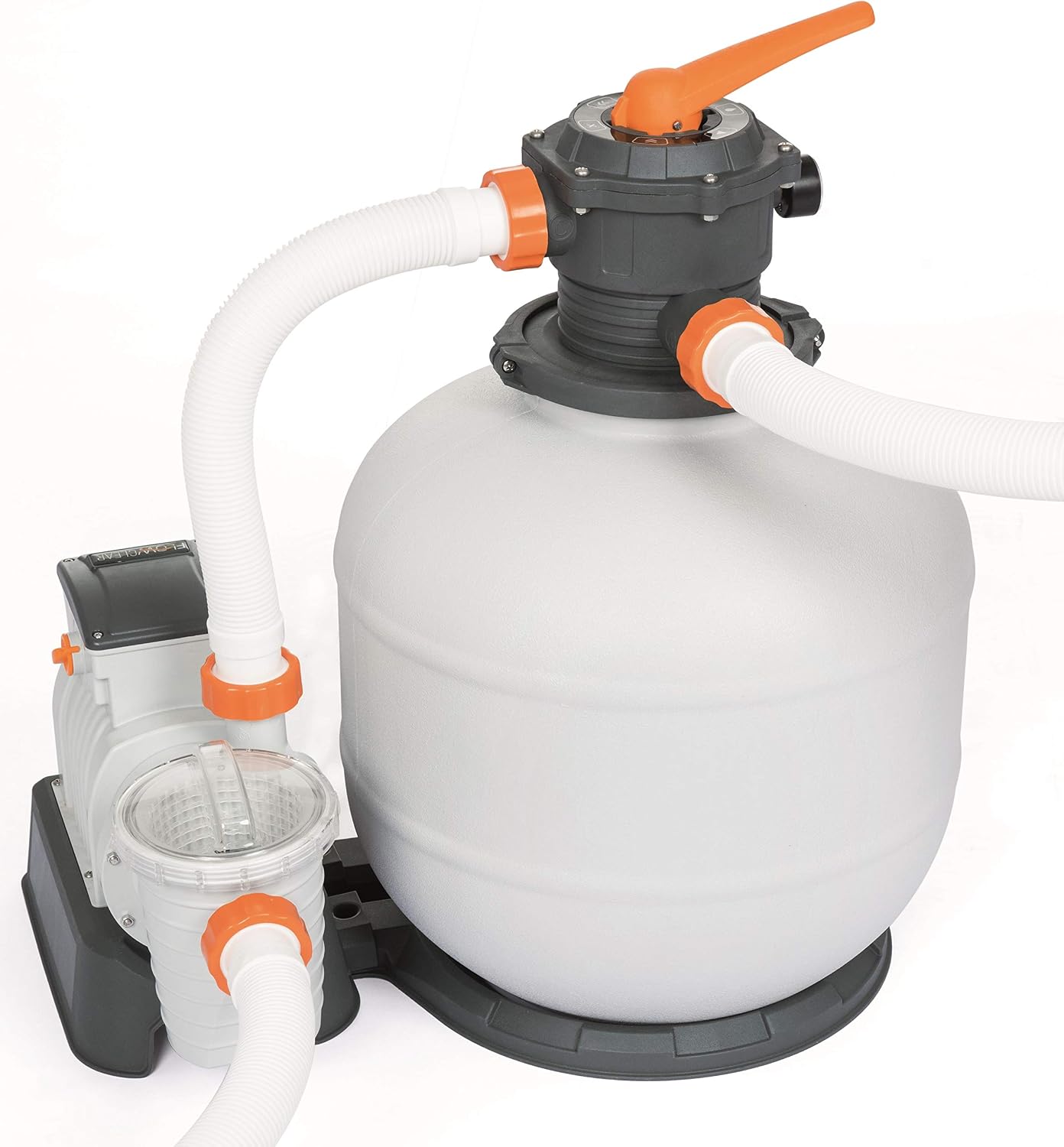 Pompes – Bestway, Flowclear Filtre à Sable avec ChemConnect, 7.571 l/h, 220-240 V/50 Hz, 280 W, TÜV/CE, Gris/Orange/Blanc/Noir