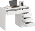 Bureaux – Komto, Bureau Blanc avec 5 Tiroirs, Table PC 110 cm, 5 cm, PLIO 110 x 53 x 78, Poste Informatique avec Espace de Rangement