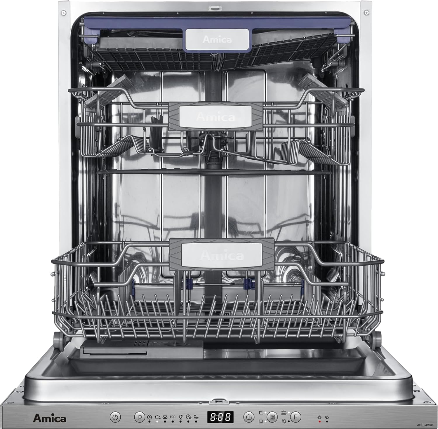 Amica Lave-vaisselle 60cm 14 Couverts 44db Tout Intégrable - ADF1423X/1 – Lave vaisselle entièrement intégré 60 cm 14c 44db d adf1423x/1, Argent