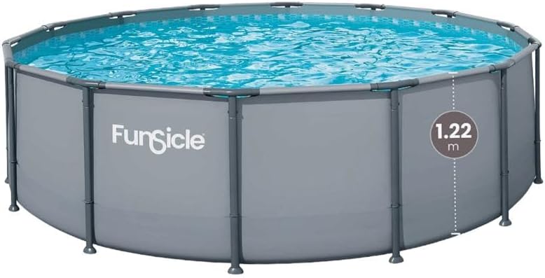 Piscine Tubulaire Ronde Gris uni Ø4 – Structures pour piscines, FUNSICLE, 57m x h1, 22m